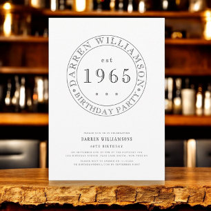 fully custom black white mens  60th birthday invitation