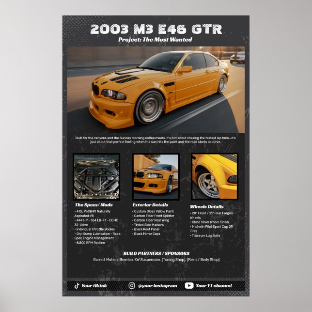 Fully custom Car Spec Garage poster (Front)