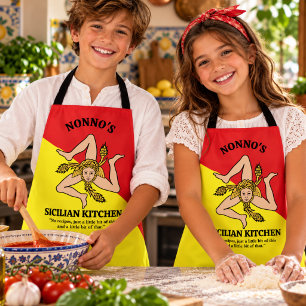 Fully Custom Wording Flag Sicily Sicilian Apron