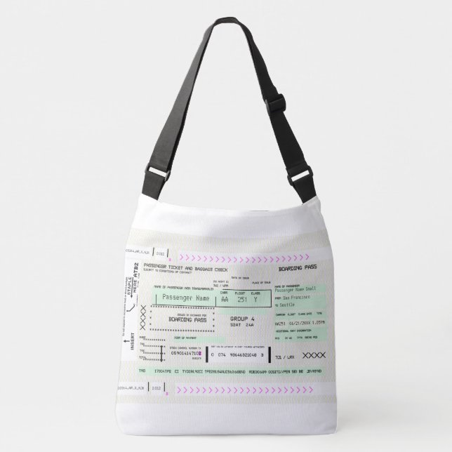 Fully Customisable Airline Ticket Boarding Pass Crossbody Bag (Front)