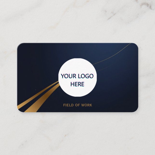 Fully Customisable Deep Blue & Gold Business Card (Front)
