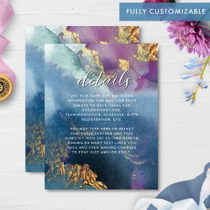Fully Customisable Details, Celestial Watercolor Enclosure Card