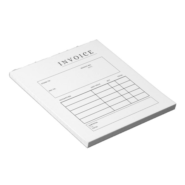 fully customisable Invoice Notepad (Angled)