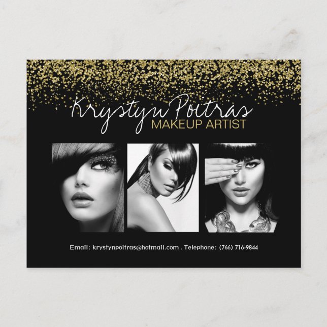 Fully Customisable Makeup Artist Comp Card (Front)