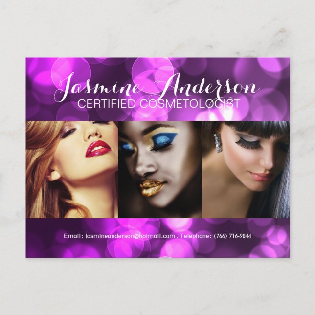 Fully Customisable Makeup Artist Comp Card (Front)