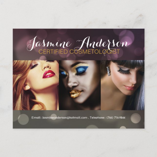 Fully Customisable Makeup Artist Comp Card (Front)