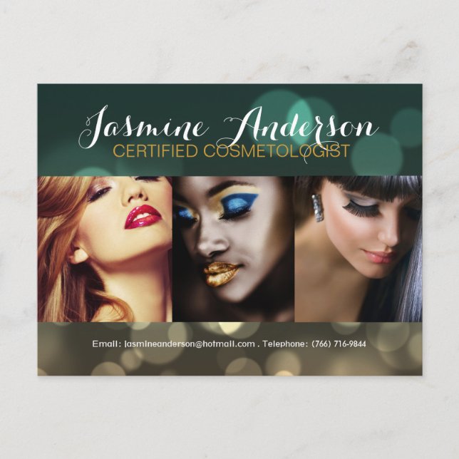Fully Customisable Makeup Artist Comp Card (Front)