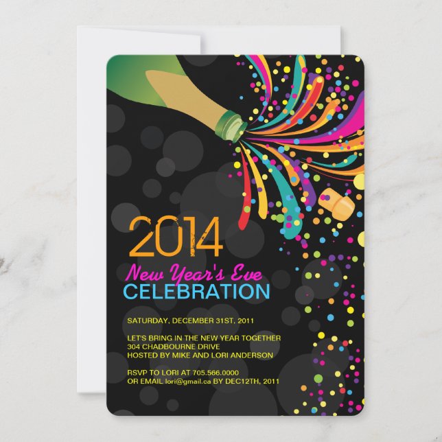 Fully Customisable New Years Party Invitation (Front)