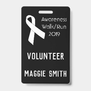 Fully Customisable White Ribbon badge ID Badge