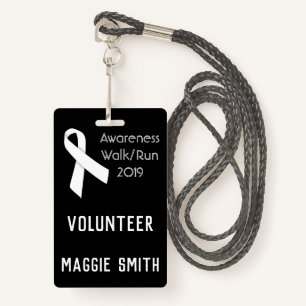 Fully Customisable White Ribbon badge ID Badge