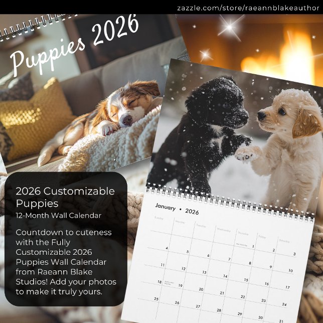 Fully Customizable 2026 Puppies Wall Calendar (Creator Uploaded)