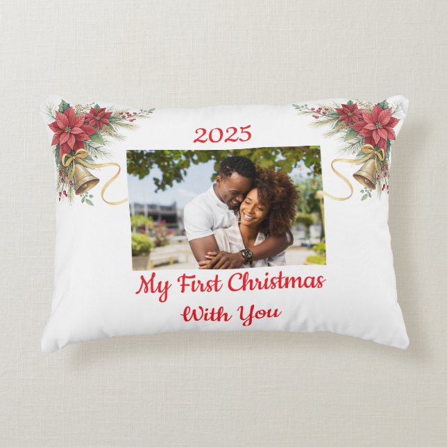 Fully Customizable First Christmas Accent Pillow (Front)