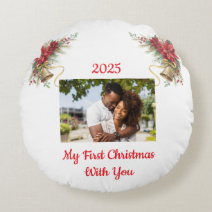 Fully Customizable First Christmas Round Pillow