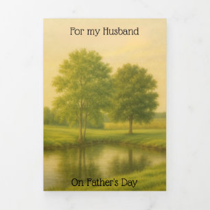 Fully Customizable Tranquil Pond & Poetic Verses Tri-Fold Holiday Card