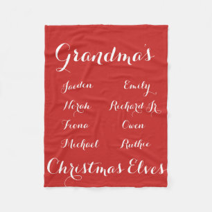 Fully Cutomizable Grandkids Christmas Elves Fleece Blanket