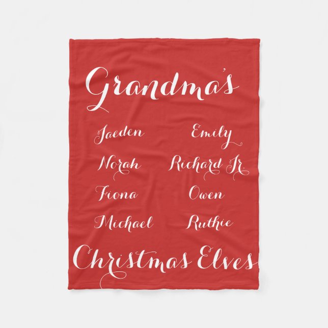 Fully Cutomizable Grandkids Christmas Elves Fleece Blanket (Front)
