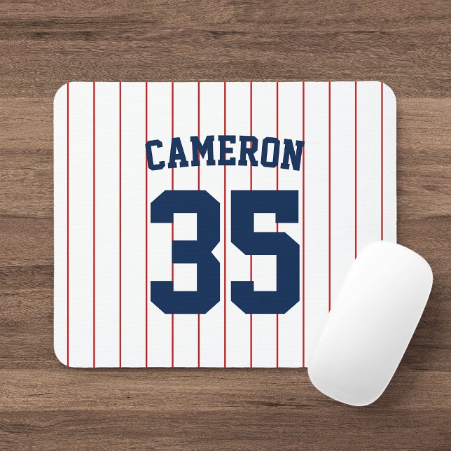 Fully Editable Colors Baseball Jersey Stripes Name Mouse Pad (Creator Uploaded)