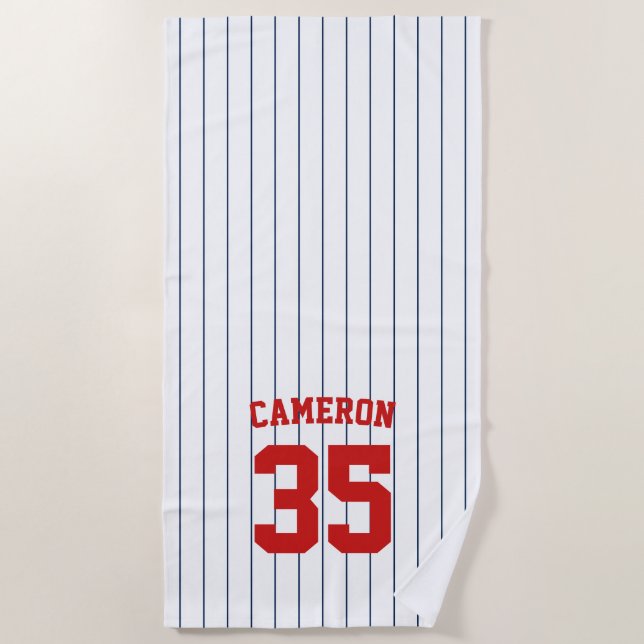 Fully Editable Colours Baseball Jersey Stripes Nam Beach Towel (Front)