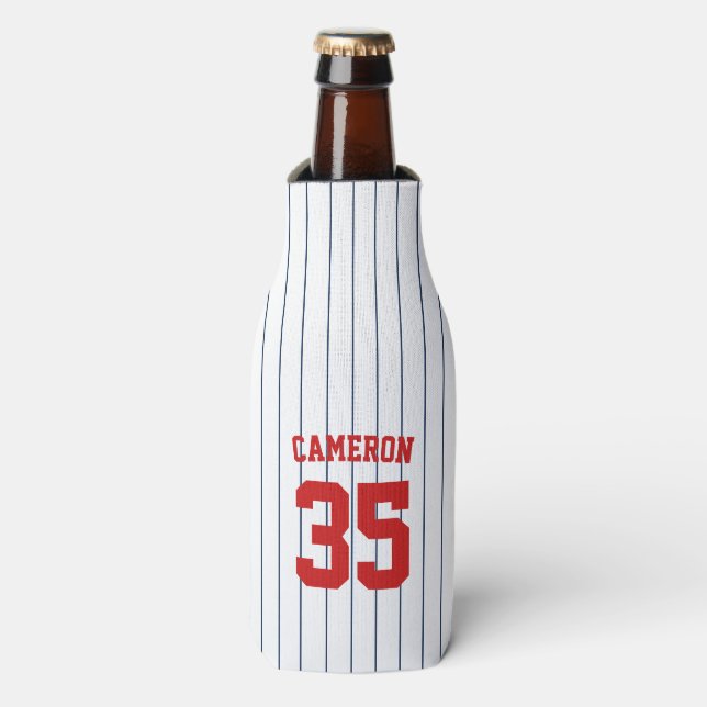 Fully Editable Colours Baseball Jersey Stripes Nam Bottle Cooler (Bottle Front)