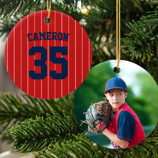 Fully Editable Colours Baseball Jersey Stripes Nam Ceramic Ornament