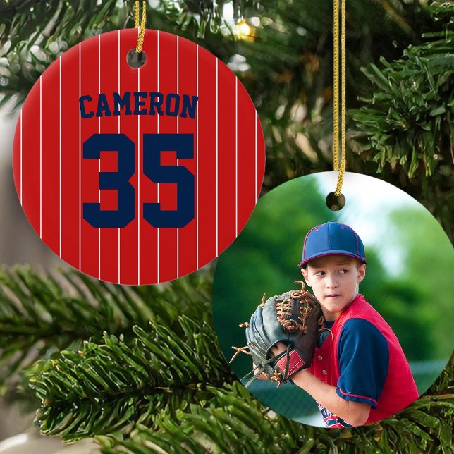 Fully Editable Colours Baseball Jersey Stripes Nam Ceramic Ornament (Creator Uploaded)