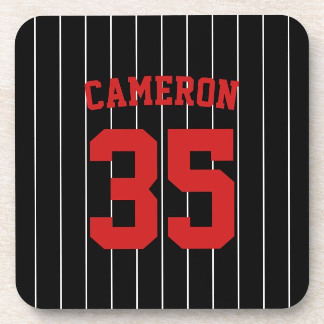 Fully Editable Colours Baseball Jersey Stripes Nam Coaster (Front)