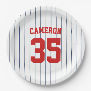 Fully Editable Colours Baseball Jersey Stripes Nam Paper Plate