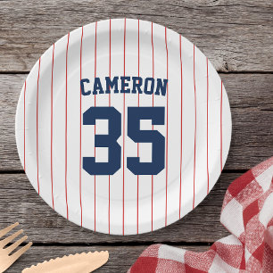 Fully Editable Colours Baseball Jersey Stripes Nam Paper Plate
