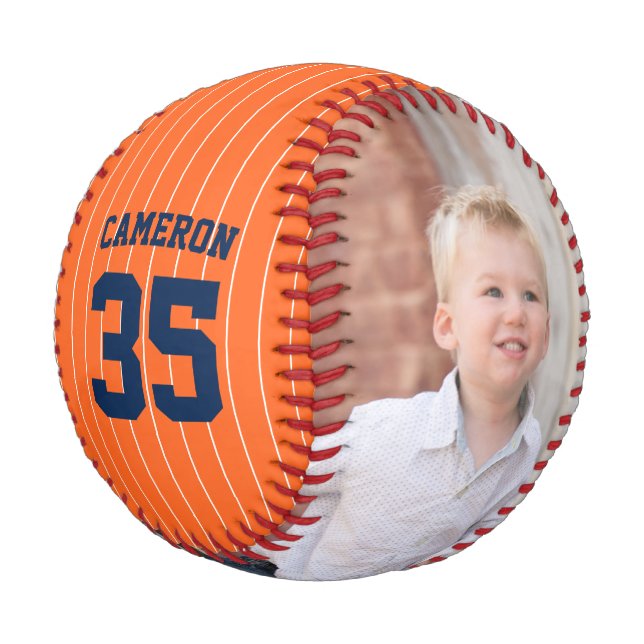 Fully Editable Colours Stripes Name Number Photo Baseball (Angled)