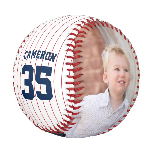 Fully Editable Colours Stripes Name Number Photo Baseball (Angled)