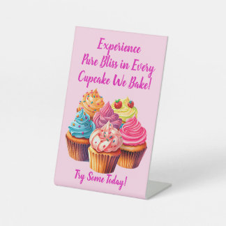 Fully Editable Cupcake Phrase & Cupcake Photo Pedestal Sign