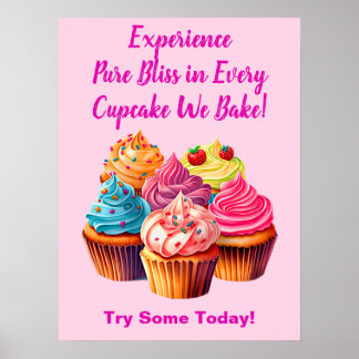 Fully Editable Cupcake Phrase & Cupcake Photo Poster