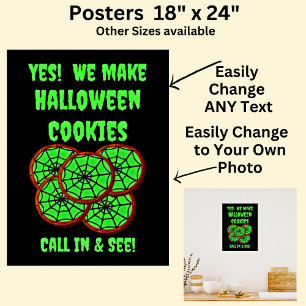 Fully Editable Halloween Cookies for Cake Store Poster