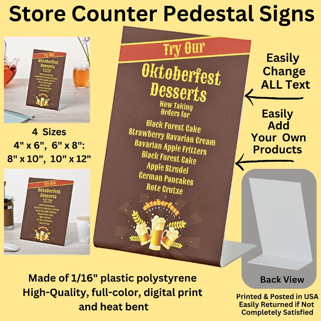 Fully Editable Oktoberfest Desserts for Cake Store Pedestal Sign (Creator Uploaded)