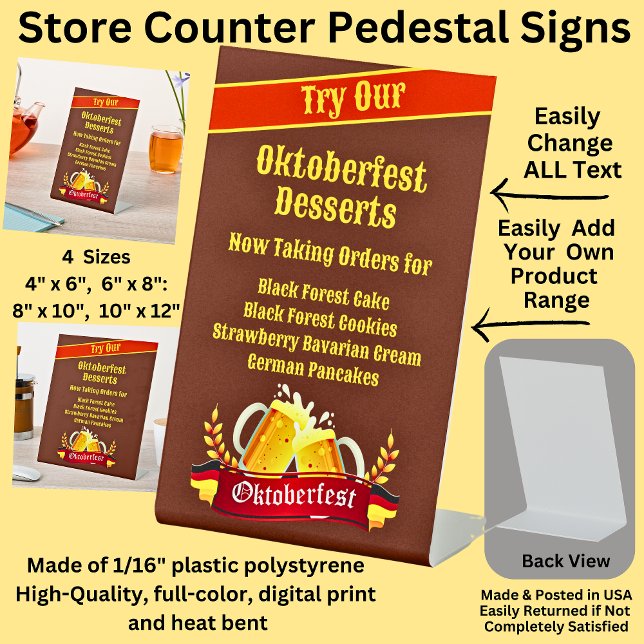 Fully Editable Oktoberfest Desserts for Cake Store Pedestal Sign (Creator Uploaded)