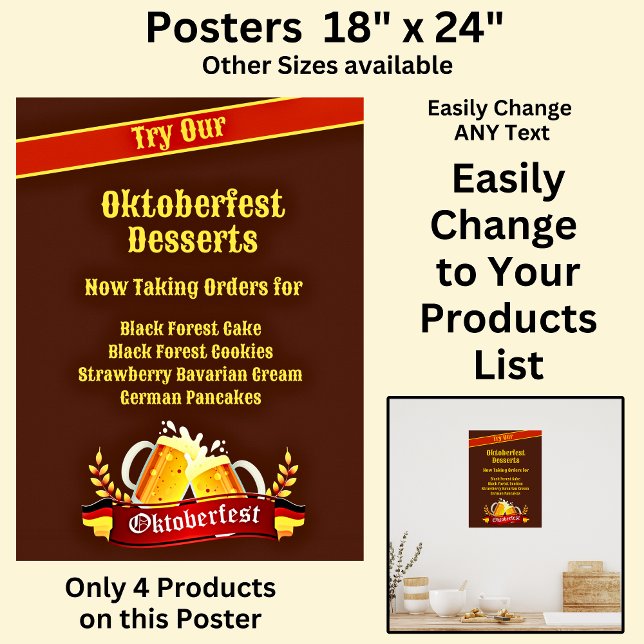 Fully Editable Oktoberfest Desserts for Cake Store Poster (Creator Uploaded)