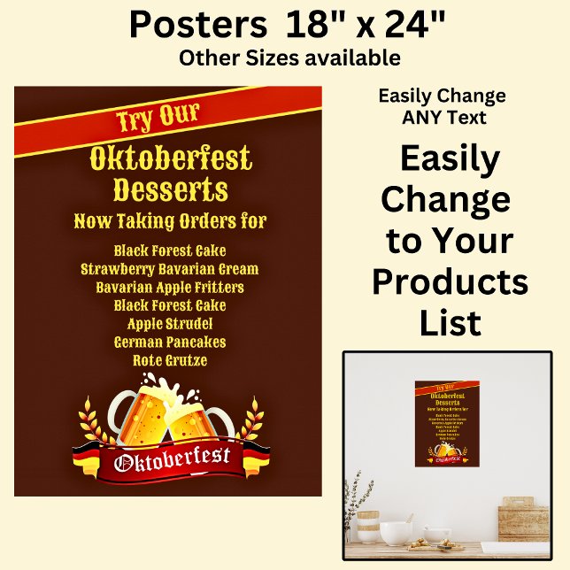 Fully Editable Oktoberfest Desserts for Cake Store Poster (Creator Uploaded)