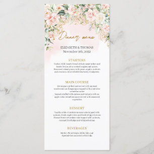 Fully editable soft pink roses gold Wedding menu