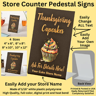 Fully Editable Thanksgiving Cupcakes, Cake Store Pedestal Sign