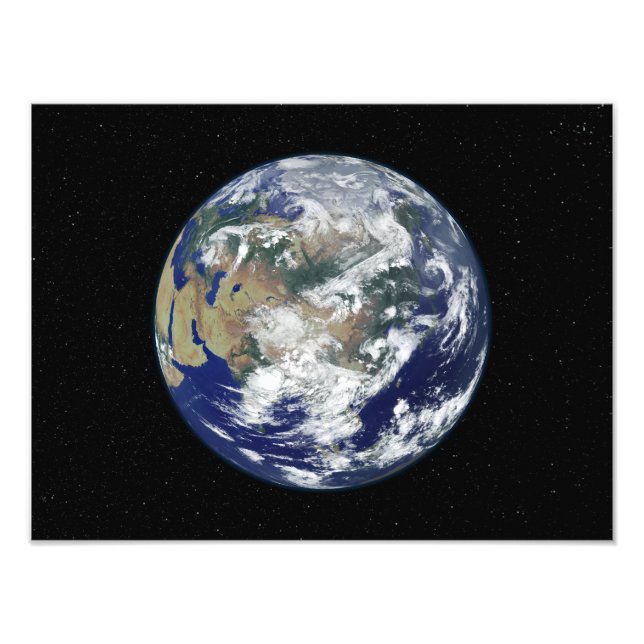 Fully lit Earth centred on Asia Photo Print (Front)