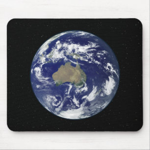 Fully lit Earth centred on Australia and Ocean Mouse Pad