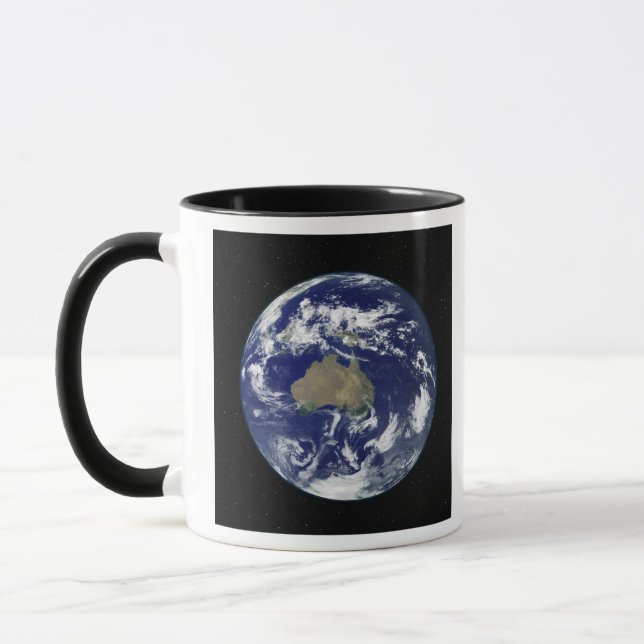 Fully lit Earth centred on Australia and Ocean Mug (Left)