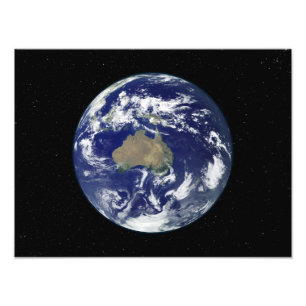 Fully lit Earth centred on Australia and Ocean Photo Print
