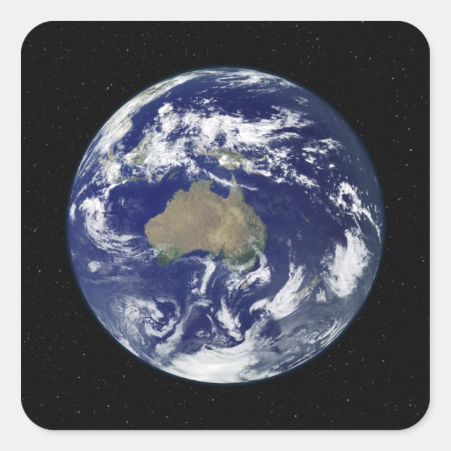 Fully lit Earth centred on Australia and Ocean Square Sticker (Front)