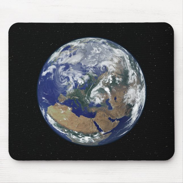 Fully lit Earth centred on Europe Mouse Pad (Front)