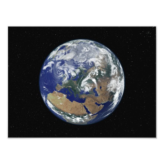 Fully lit Earth centred on Europe Photo Print (Front)