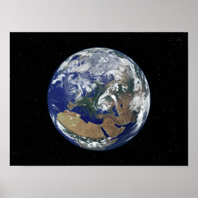 Fully lit Earth centred on Europe Poster (Front)