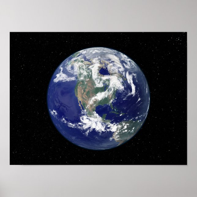 Fully lit Earth centred on North America Poster (Front)