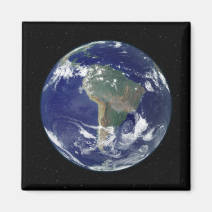 Fully lit Earth centred on South America Magnet