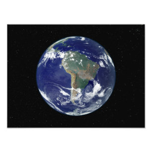 Fully lit Earth centred on South America Photo Print